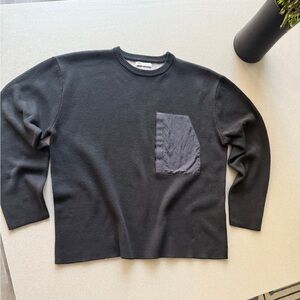 Zara Black Sweater with Contrast Nylon Pocket Detail